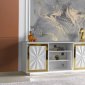 Shoshanna Media Console in White & Gold