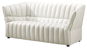 White Leatherette Contemporary Living Room With High Armrests [ZMS-Baron white]