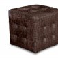 Mocca Crocodile Pattern Vinyl Modern Tufted Cube Accent Ottoman