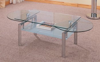 Stylish 3PC Occasional Set w/Clear Glass Slide Swivel Top [CRCT-403-7436]