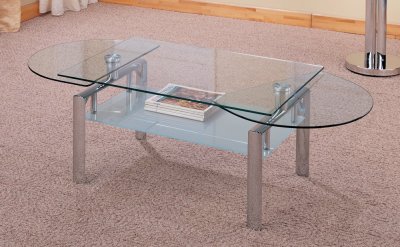 Stylish 3PC Occasional Set w/Clear Glass Slide Swivel Top