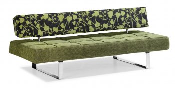 Modern Convertible Sofa Bed in Olive Microfiber with Mobile Back [ZMS-Martial olive]