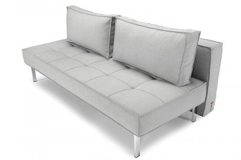 Basic Light Grey Fabric Modern Sofa Bed w/Chromed Steel Legs [INSB-Sly-Deluxe-Grey]