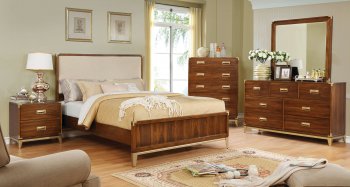 Tychus 5Pc Bedroom Set CM7559F in Dark Oak w/Fabric Headboard [FABS-CM7559F-Tychus]