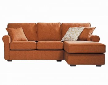 Contemporary Small Sectional Sofa in Orange Fabric [AWSS-Spana Orange]