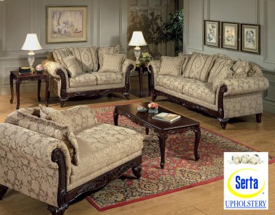 Beige Clarissa Carmel Fabric Traditional 2Pc Sofa Set w/Options