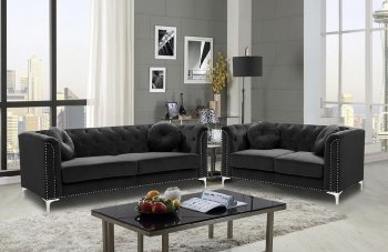 LCL-016 Sofa & Loveseat Set in Dark Gray Velvet [BDS-LCL-016 Dark Gray]