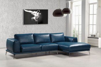 Drancy Sectional Sofa 1579 in Blue Bonded Leather by VIG [VGSS-1579 Drancy Blue]