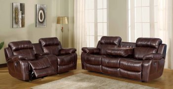 Demmi Reclining Sofa in Brown Bonded Leather w/Optional Items [ADS-Demmi]