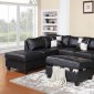 G303 Sectional Sofa w/Ottoman in Black Bonded Leather by Glory