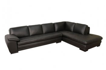 Black Leather Modern Sectional Sofa w/Hardwood Feet [WISS-625-M9812]