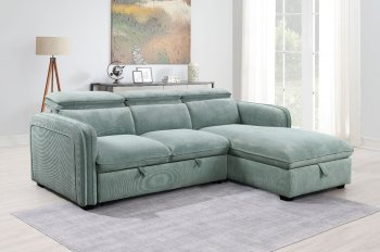 Zavala Sectional Sofa LV03190 in Light Green Chenille by Acme [AMSS-LV03190 Zavala]