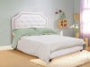 White Bonded Leather Modern Tufted Bed w/Nailhead Accents