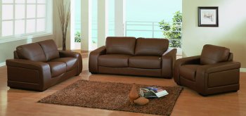 Brown Leather Living Room Set with Optional Pull-Out Bed [GFS-665-BR]