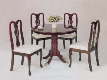 Brown Finish Transitional 5Pc Dining Set w/Cushioned Seats [YTDS-5142T(3064S)-Queen-Anne]