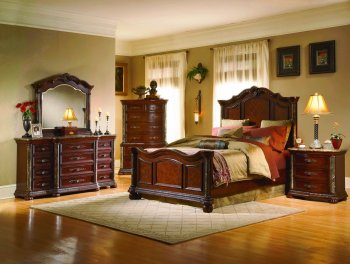 Cherry Finish Mediterranean Classic 5Pc Bedroom Set w/Marble Top [HEBS-564-Catalina]