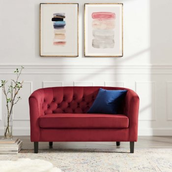 Prospect Loveseat & Chair Set Maroon Velvet by Modway w/Options [MWS-2615 Prospect Maroon]