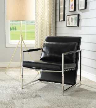 Rafael Accent Chair 59778 in Black PU & Stainless Steel by Acme [AMCC-59778-Rafael]