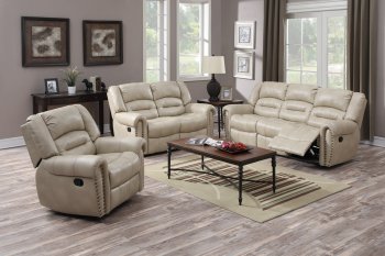 G687 Motion Sofa & Loveseat in Beige Bonded Leather by Glory [GYS-G687 Beige]