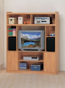 Oak Wood Finish Contemporary Multi Media Center [PXTV-F4414]