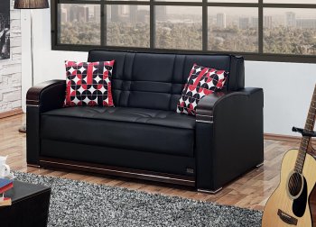 Westchester Loveseat Bed in Black Bonded Leather by Empire [MYLB-Westchester]