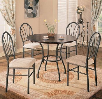 Rich Dark Brown Top & Metal Base Modern 5Pc Dining Set [CRDS-120568]