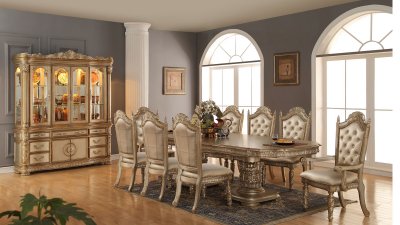 Bethany Dining Table in Gold Tone w/Optional Items