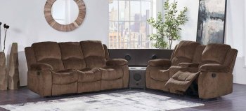 U3118C Motion Sectional Sofa - Coffee Chenille Fabric by Global [GFSS-U3118C-BR-ST SEC]