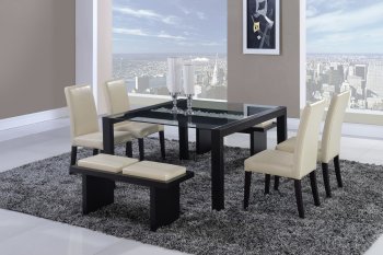 DG081DT Dining Table by Global w/Options in Wenge & Beige [GFDS-DG081DT Wenge Beige]