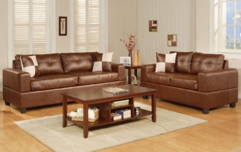 Brown Bonded Leather Modern Sofa & Loveseat Set [PXS-F7323]