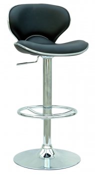 Black & Chrome Set of 2 Modern Swivel Barstools [CYBA-0364-AS-Black]