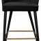 Cassie Counter Stool 793 Set of 2 Black Velvet Fabric - Meridian