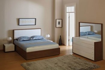 Brown & White Two-Tone Finish Modern Bedroom w/Optional Items [YABS-Bari]