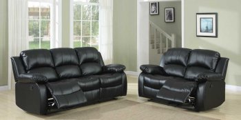 Cranley Motion Sofa 9700BLK - Black Bonded Leather - Homelegance [HES-9700BLK Cranley]