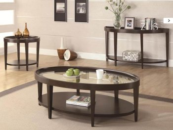 Dark Cherry Finish Modern Coffee Table w/Glass Top & Options [CRCT-701388]