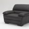 Black Full Top Grain Leather Modern 3PC Sofa Set w/Wood Legs