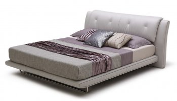 Posh Bed by Beverly Hills Furniture in Light Grey Full Leather [BHB-Posh]