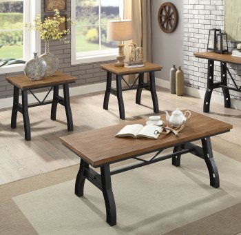 Kirstin Coffee & 2 End Tables Set CM4573 in Rustic Oak w/Options [FACT-CM4573-Kirstin]