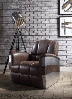 Brancaster Accent Chair 59716 in Brown Leather by Acme [AMAC-59716 Brancaster]