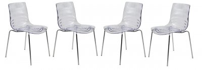 Astor Set of 4 Dining Chairs AC20CL in Clear by LeisureMod