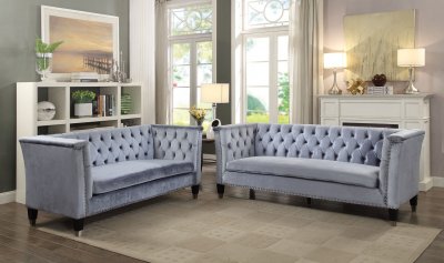 Honor Sofa 52785 in Blue-Gray Velvet by Acme w/Options