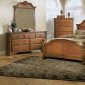 Warm Cognac Finish Classic 5Pc Bedroom Set w/Hand Carvings