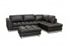 Black Bonded Leather Valentino Sectional Sofa w/Metal Legs