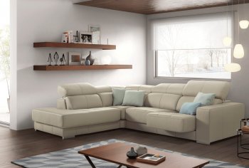 Shakira Sectional Sofa in Cream Leather by ESF [EFSS-Shakira]