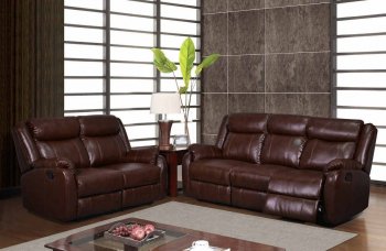 U9303 Motion Sofa in Brown Bonded Leather by Global w/Options [GFS-U9303 Brown]