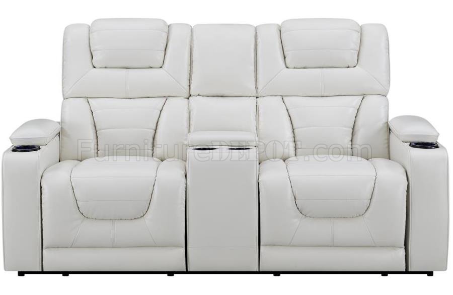 u8311 power motion sofa in white leather gel