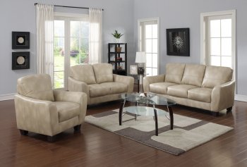 Fremont Sofa & Loveseat Set in Taupe Bonded Leather by Chintaly [CYS-Fremont]