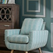 Alondra Accent Chair CM-AC6821 2Pc Set in Blue Diagonal Pattern