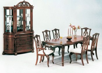 Brown Finish Classic 7Pc Dining Set w/Optional Items [YTDS-8388-Charity]