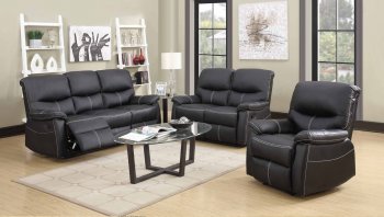 7280 Reclining Sofa in Black Faux Leather w/Options [EGS-7280]